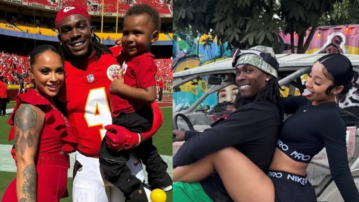 Rashee Rice Facing $1 Million Lawsuit For Beating & Choking Pregnant Ex-Girlfriend Angers Fans - "Chiefs Need to Cut Him" 1 Rashee Rice was with Dacoda Jones (left), and now with Rubi Rose (right)