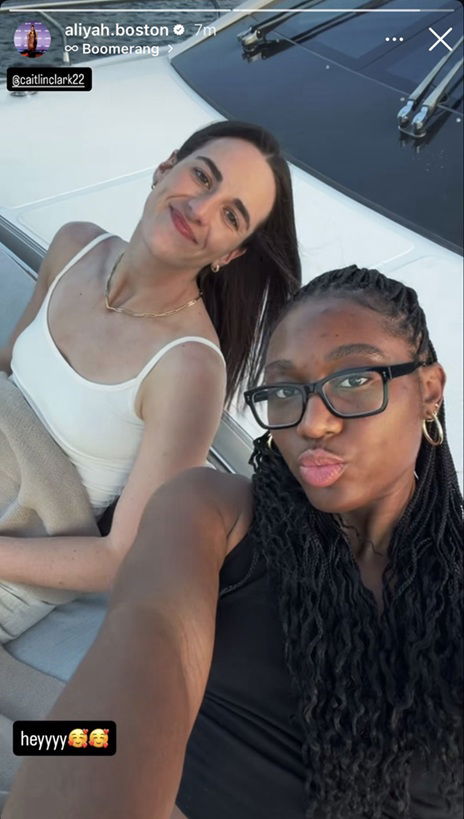 Caitlin Clark with Aliyah Boston