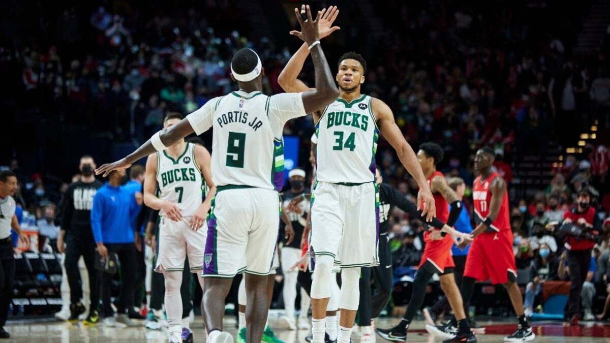 Bobby Porter Jr. and Giannis Antetokounmpo