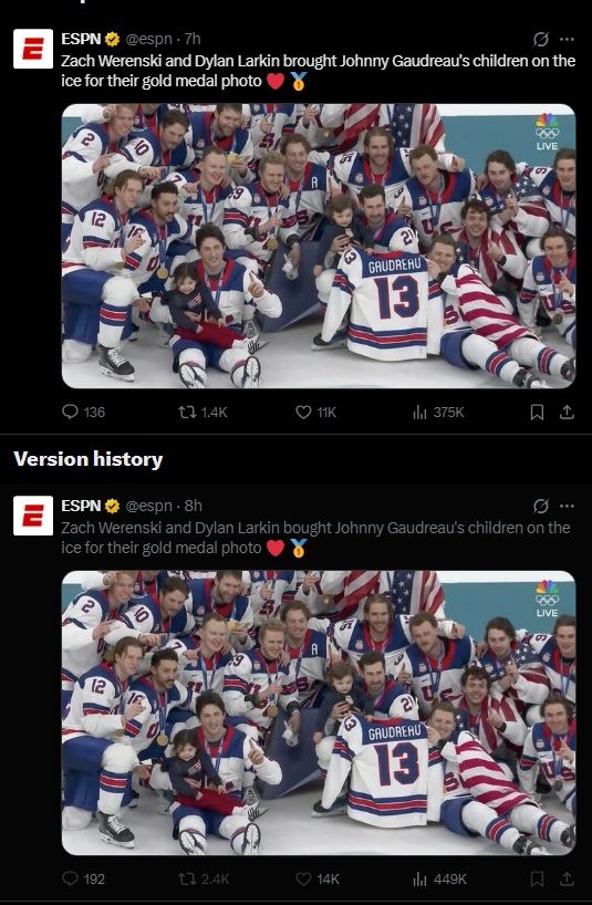 Patrick Mahomes Directs ESPN to Correct Disastrous Gaffe Involving Johnny Gaudreau's Children After USA Hockey Gold 2 ESPN rectified their mistake