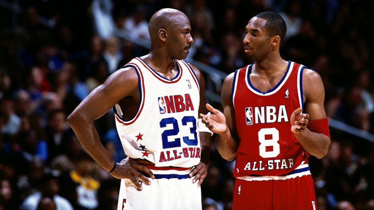 Michael Jordan and Kobe Bryant at the 2003 All-Star game