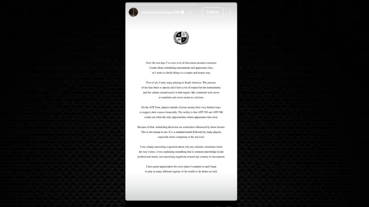 Stefanos Tsitsipas statement