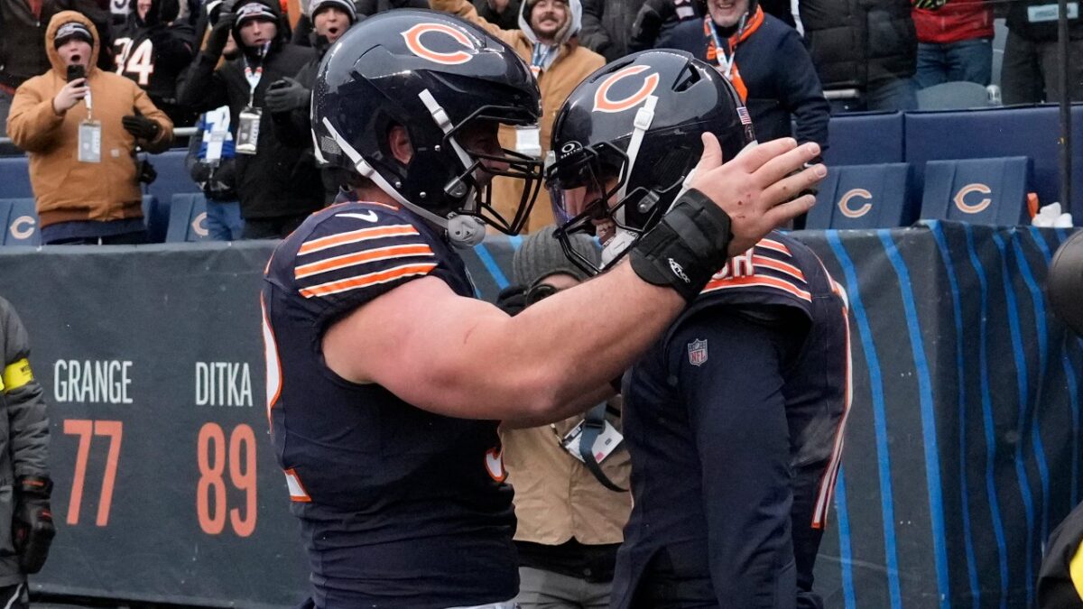 Drew Dalman and Caleb Williams in better times