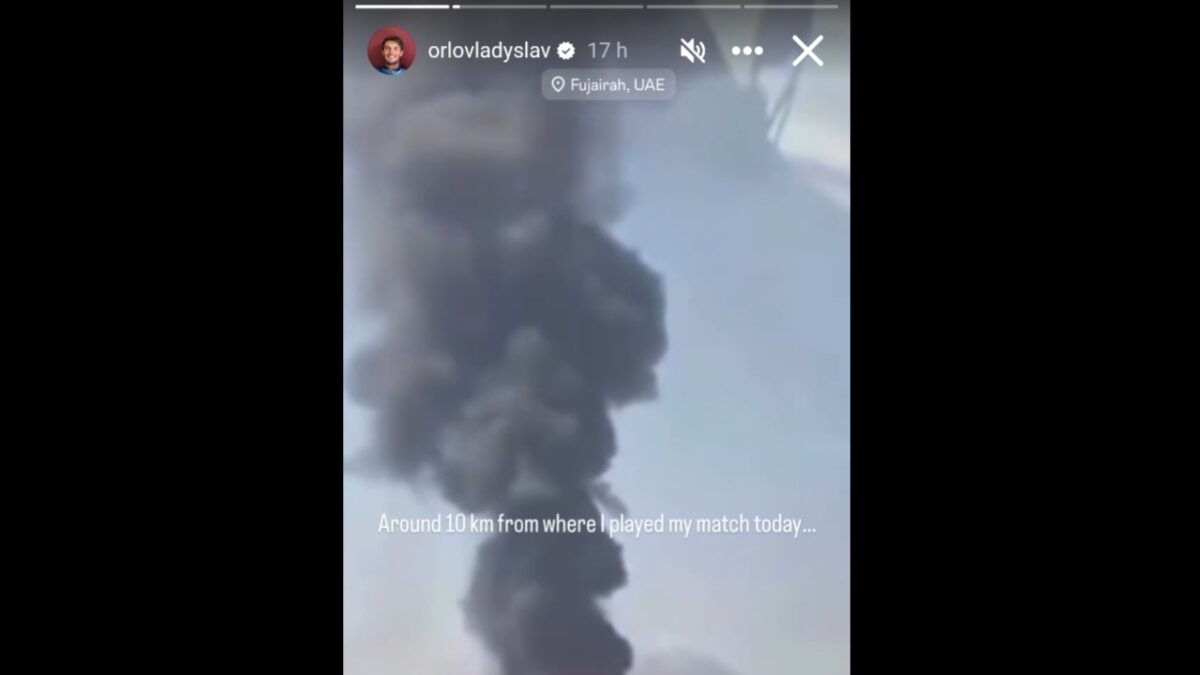 Ukrainian Tennis Ace Shares Terrifying Photos After Drone Interception Sparks Fire Amidst US-Israel's War with Iran 1 Vladyslav Orlov's Instagram story