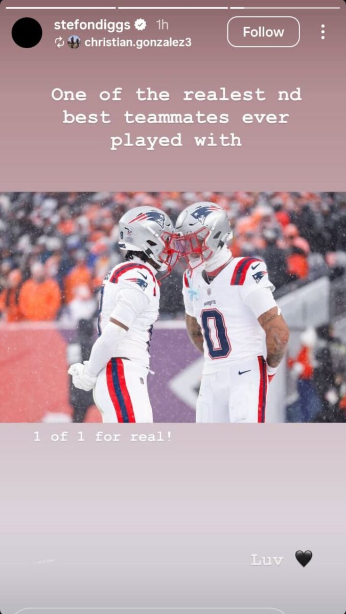 Christian Gonzalez's message on Diggs