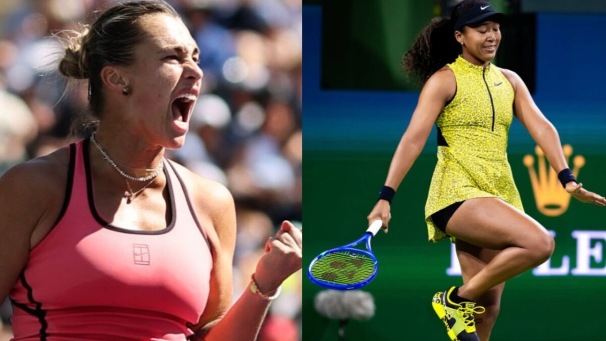 Aryna Sabalenka and Naomi Osaka (via X/Jose Morgado/Tennis Channel)