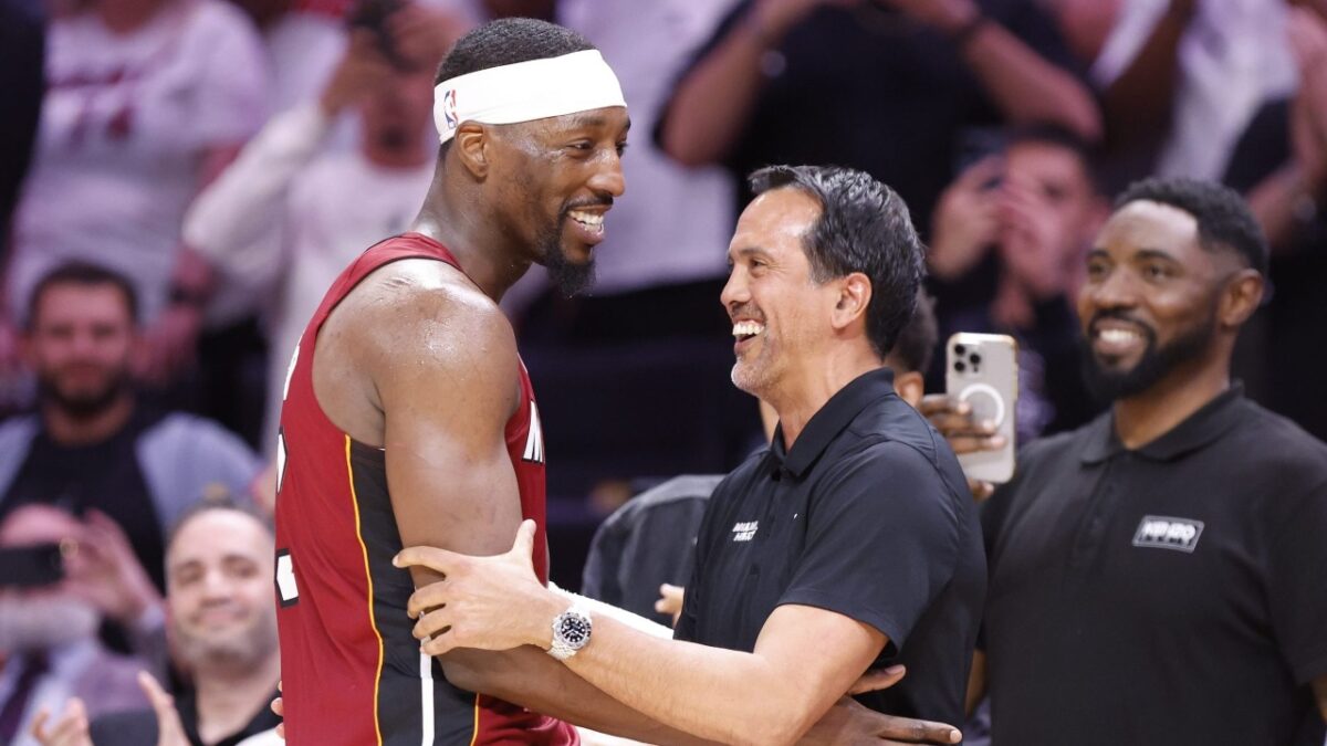Bam Adebayo and Erik Spoelstra after the 83-point performance