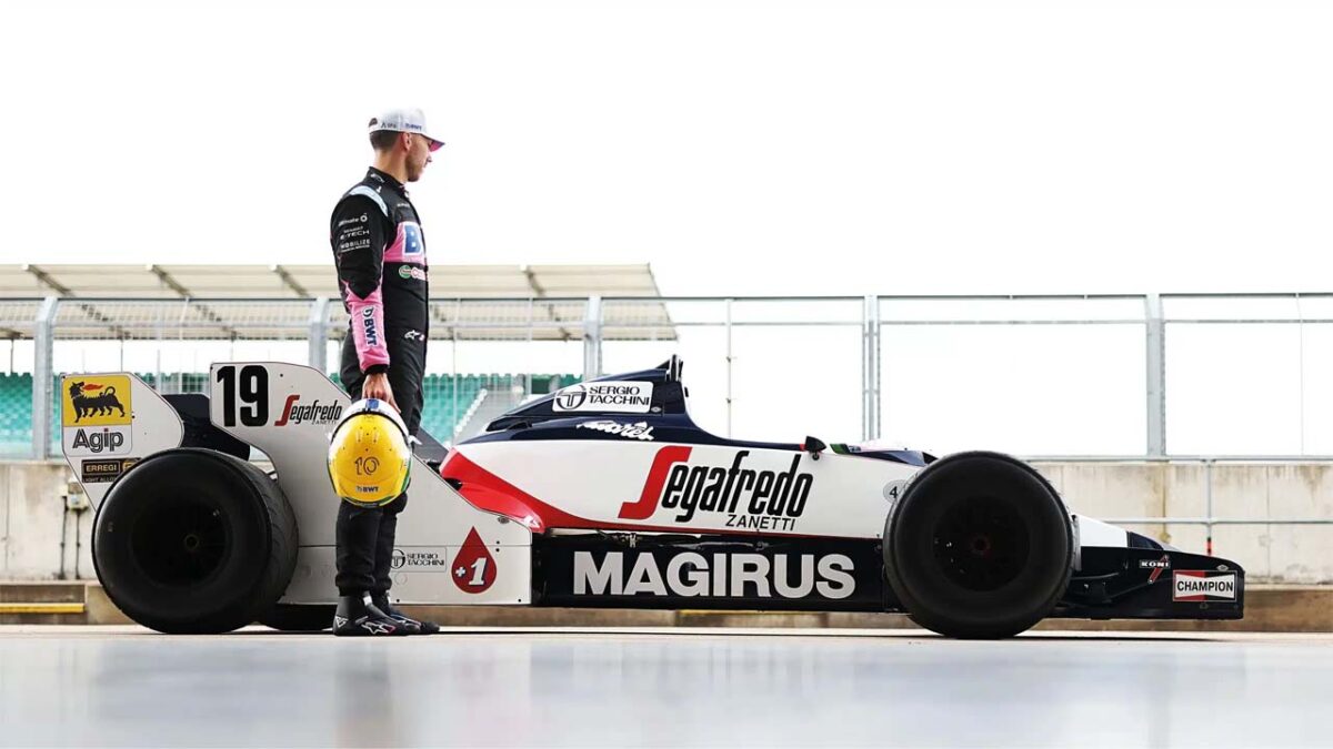 Pierre Gasly with Ayrton Senna's 1984 Toleman TB183B at Silverstone (via Motorsport Magazine)