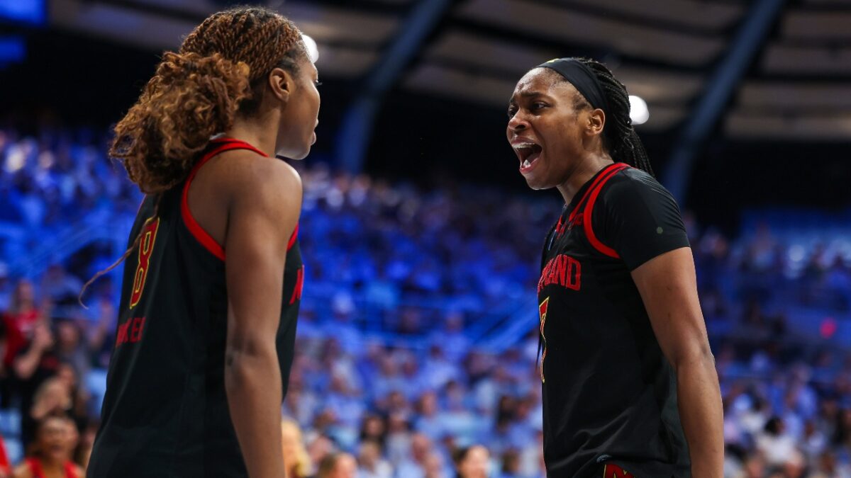 Kyndal Walker and Oluchi Okananwa could not rally Maryland to a win