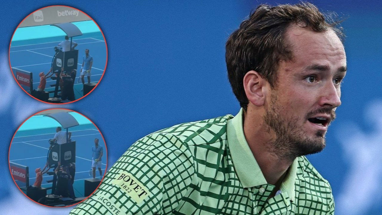 Umpire Almost Falls to Ground After Spider Cam Cable Tangles with His Chair During Daniil Medvedev’s Miami Clash
