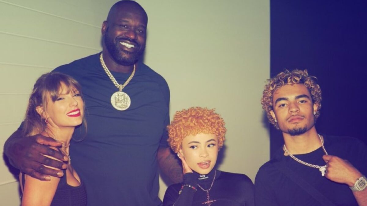 Shaquille O'Neal Denies Sending Viral DMs to Sabrina Carpenter 1 Shaquille O'Neal with Taylor Swift and Ice Spice at Super Bowl LVIII