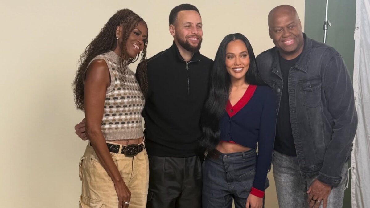 Michelle Obama, Stephen Curry, Ayesha Curry, and Craig Robinson