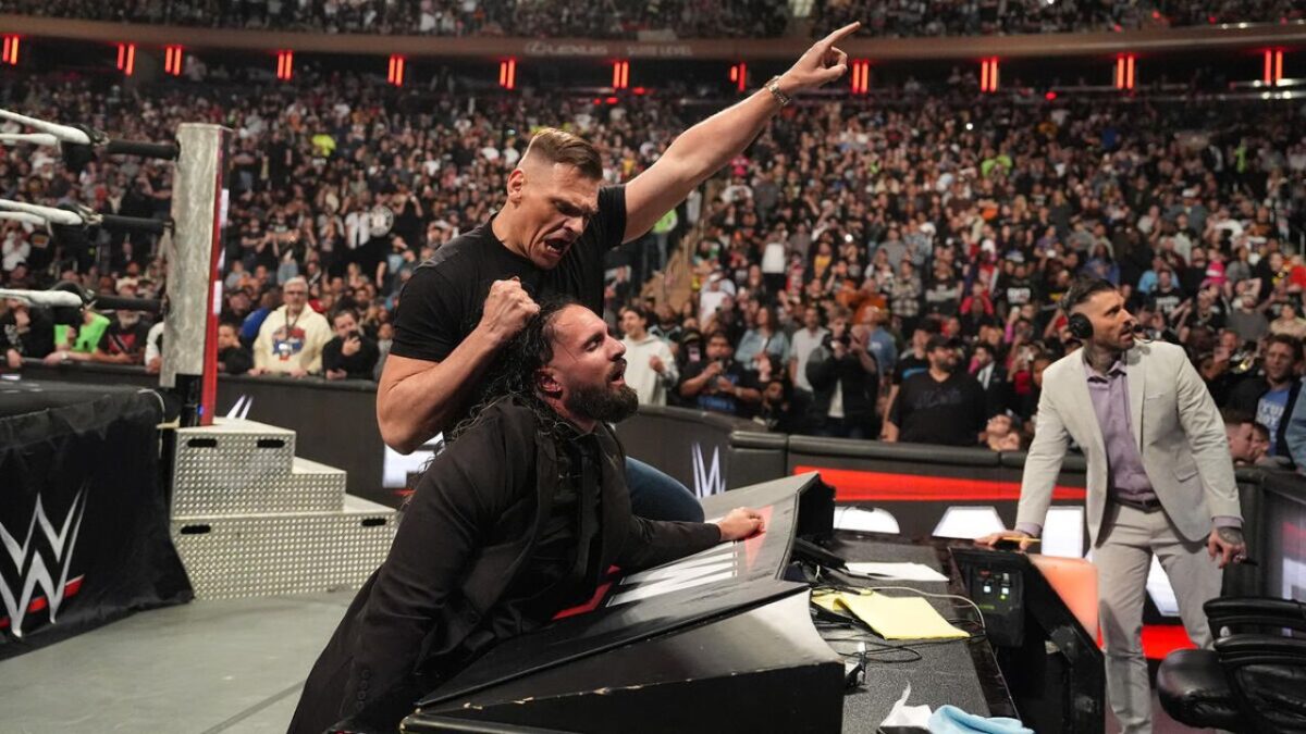 Gunther sneak-attacked Seth Rollins on WWE Raw