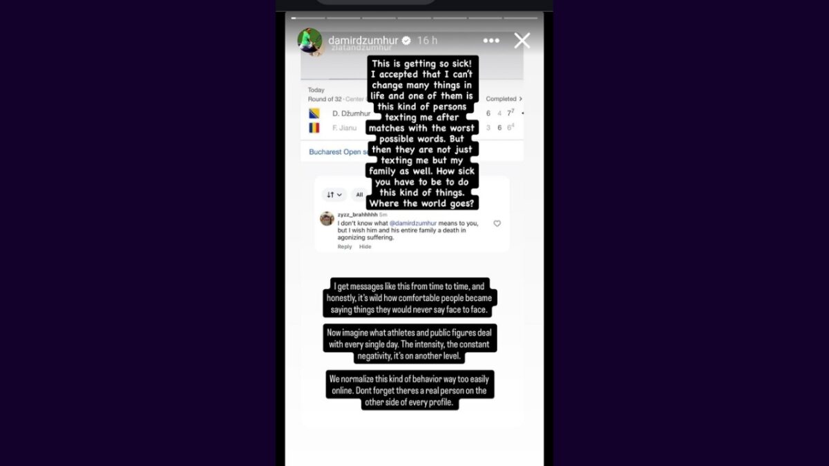 Damir Dzumhur's Instagram story