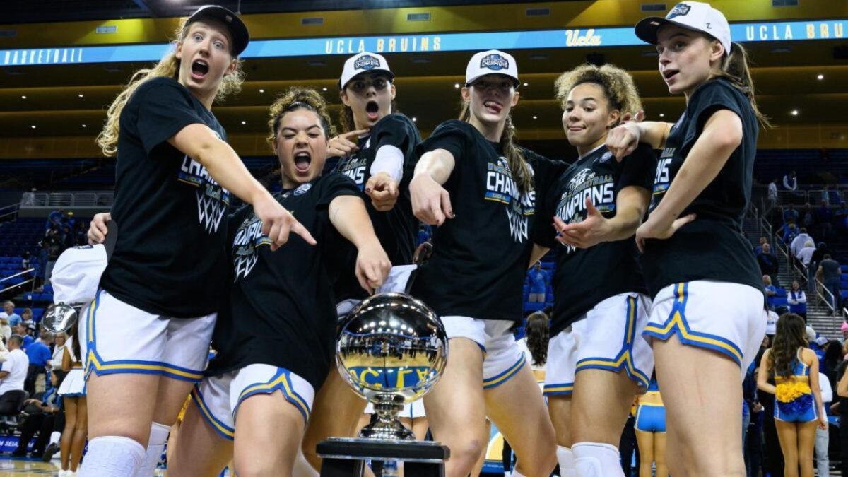 UCLA's 6 WNBA-bound seniors with the championship trophy