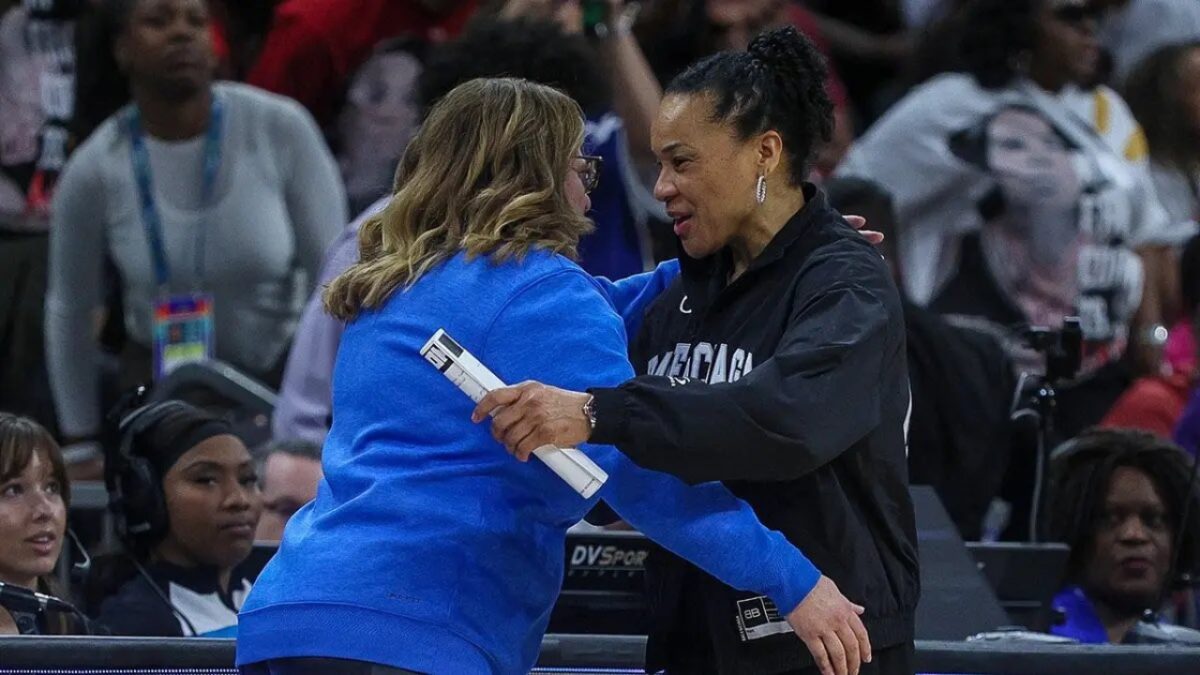 UCLA head coach Cori Close and Dawn Staley