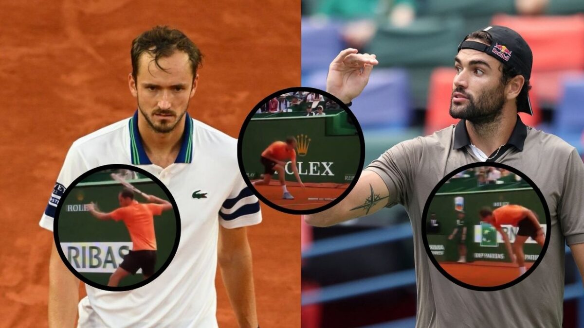 Daniil Medvedev (L) destroyed his racket before losing to Matteo Berrettini (R)