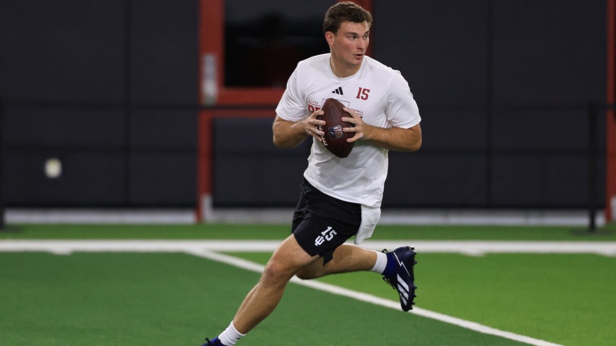 Fernando Mendoza at the Indiana Pro Day