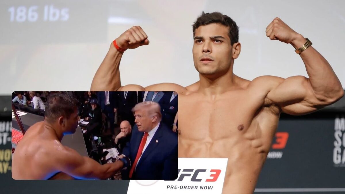 (Video) Joe Rogan Stunned After Dana White Makes Donald Trump's Wish Come True Immediately 1 Donald Trump greeted by Paulo Costa