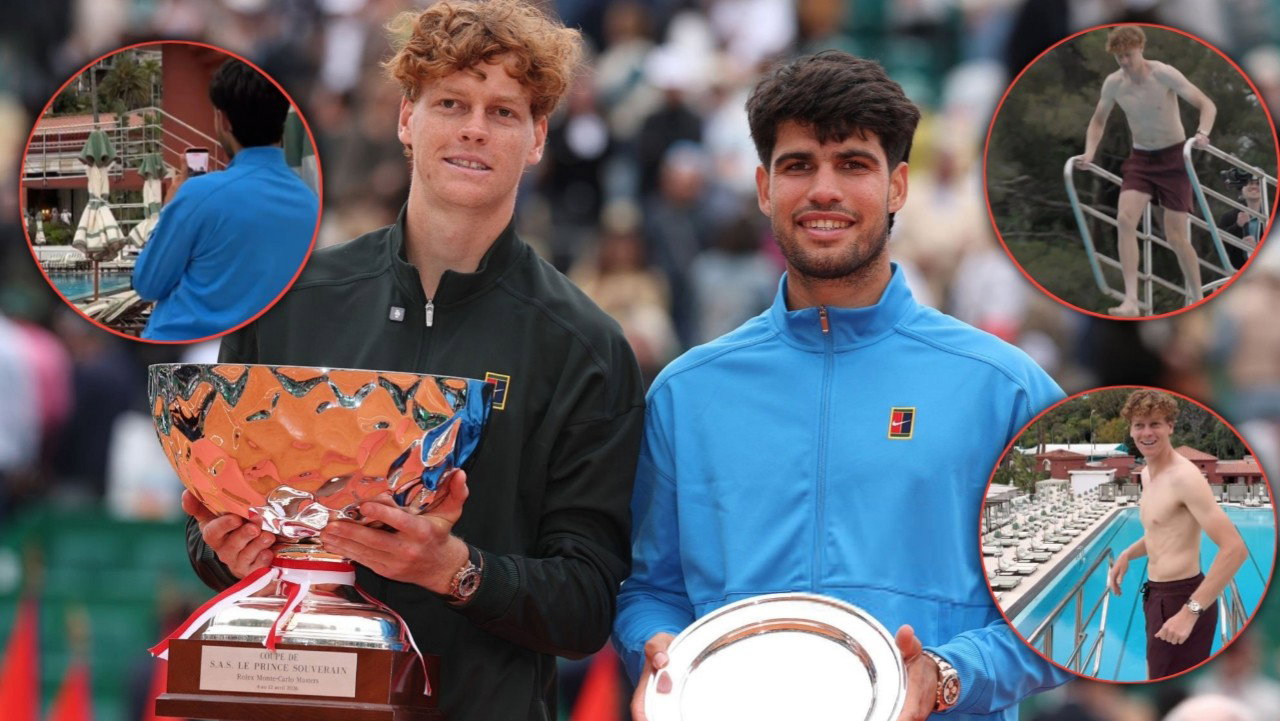 Carlos Alcaraz Explains Why He Watched Jannik Sinner Dive into Pool After Monte Carlo Win: “It’s Not Like We Go Out to Dinner Together”