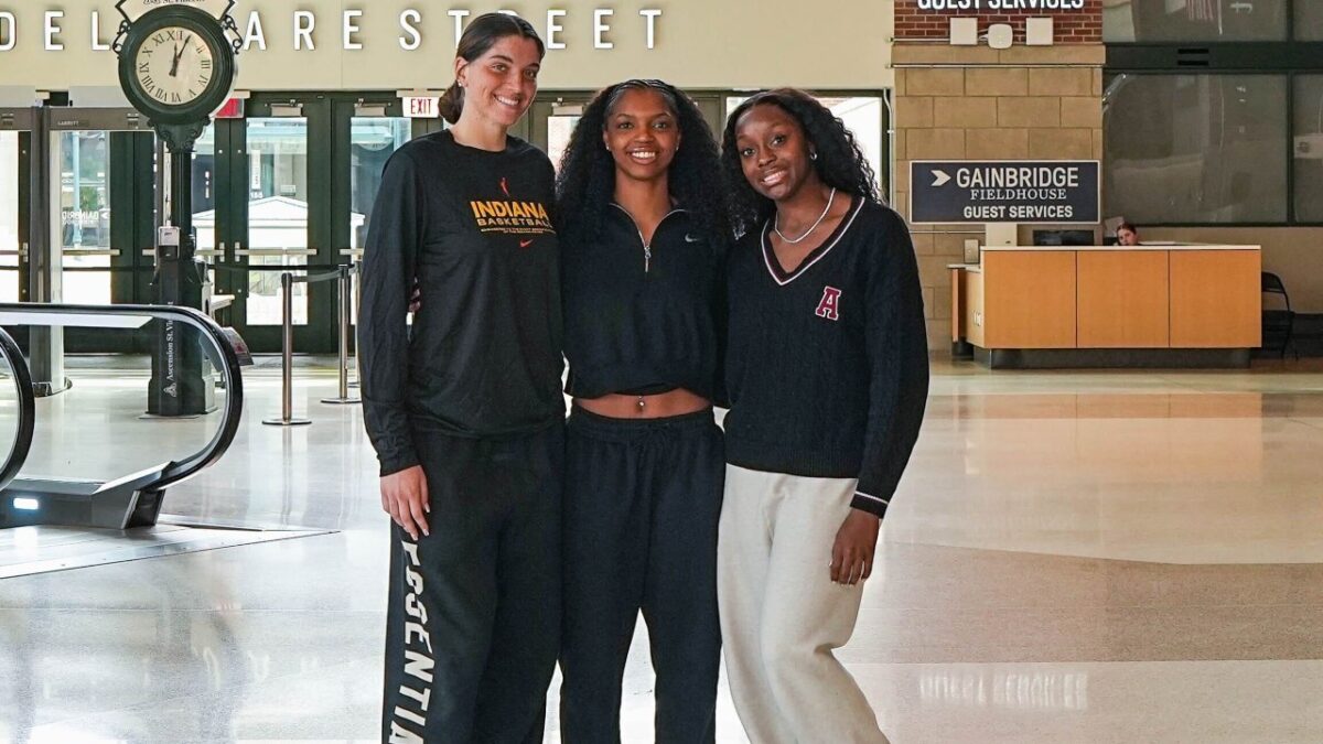 Fever draft picks Justine Pissott, Jessica Timmons, and Raven Johnson