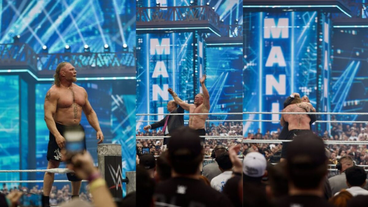 Brock Lesnar embraced Paul Heyman after his match at WrestleMania 42