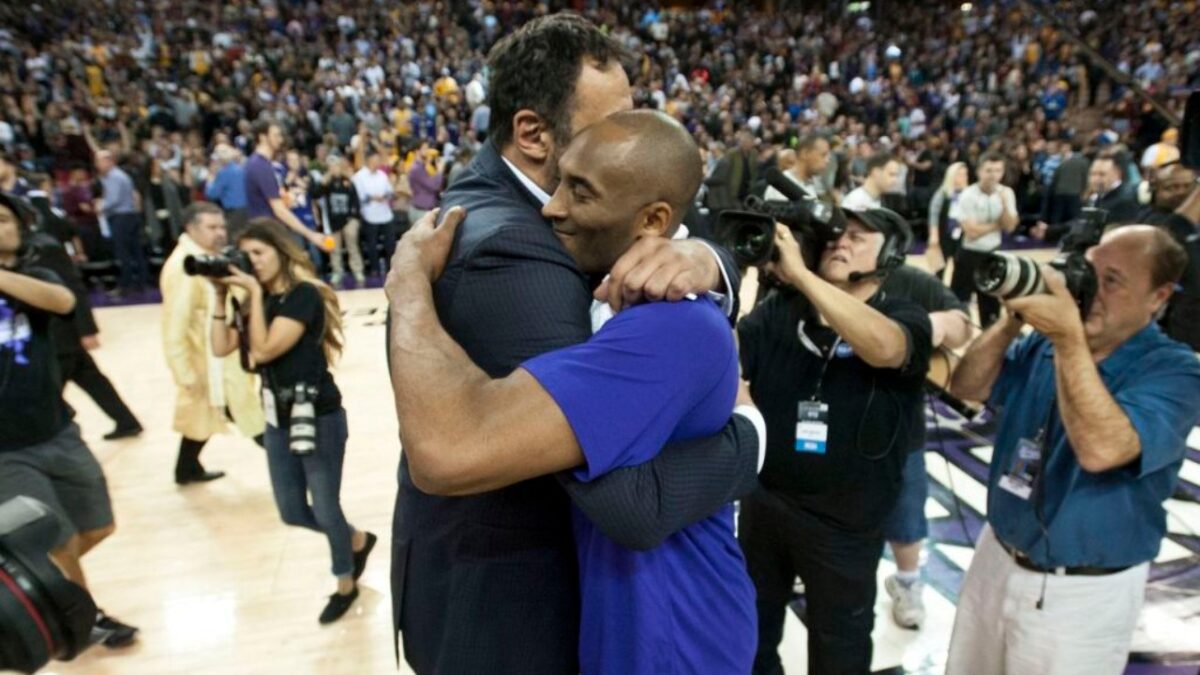 Vlade Divac and Kobe Bryan