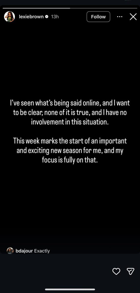 Lexie Brown wrote on IG