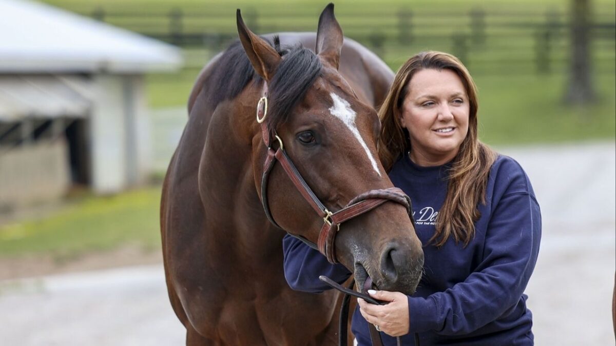 What Mike Repole Told Irad Ortiz Jr. After Kentucky Derby Loss Says Everything 1 Charlie DeVaux and Golden Tempo outside her barn in Keeneland following the Kentucky Derby win (Image via WDRB)