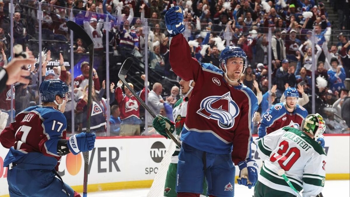 NHL Scripts Viewership Record For Stanley Cup Playoffs 1 Artturi Lehkonen celebrating a goal against the Minnesota Wild (Image via NHL)