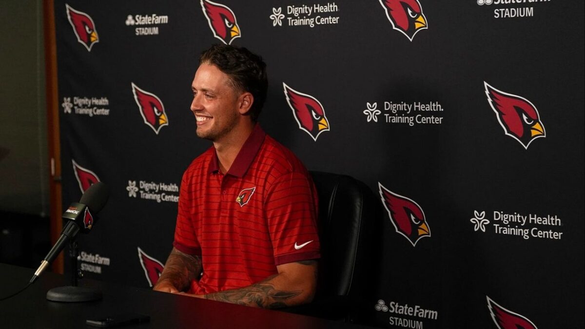 Cardinals Coach Downplays Concerns Over Jacoby Brissett’s Absence 1 Carson Beck, speaking to the media on Thursday (Image via Arizona Cardinals)
