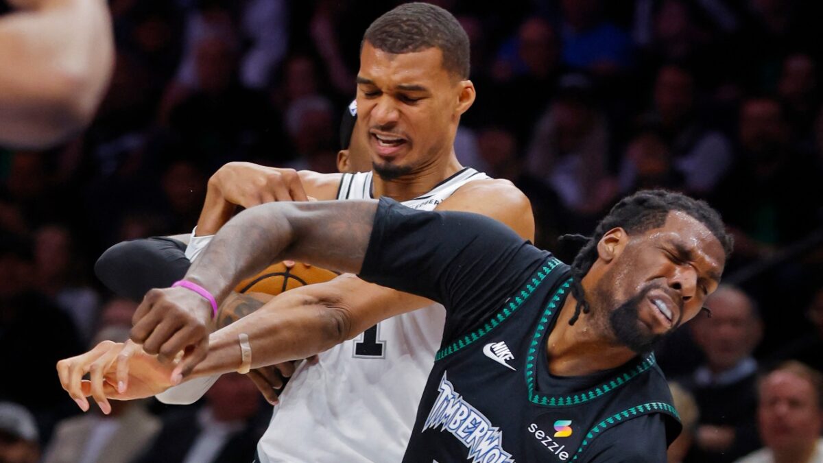 Draymond Green Urges Wolves to Handle Victor Wembanyama in Game 5 After Avoiding Suspension 1 Victor Wembanyama battling Naz Reid