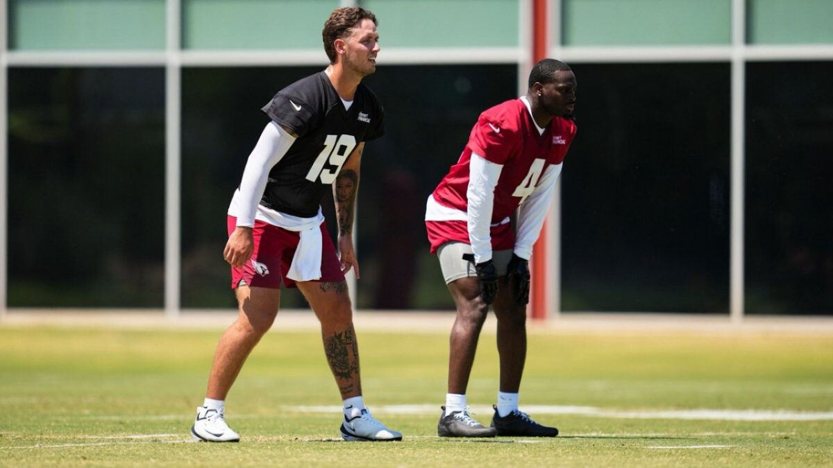 Carson Beck and Jeremiyah Love at rookie minicamp
