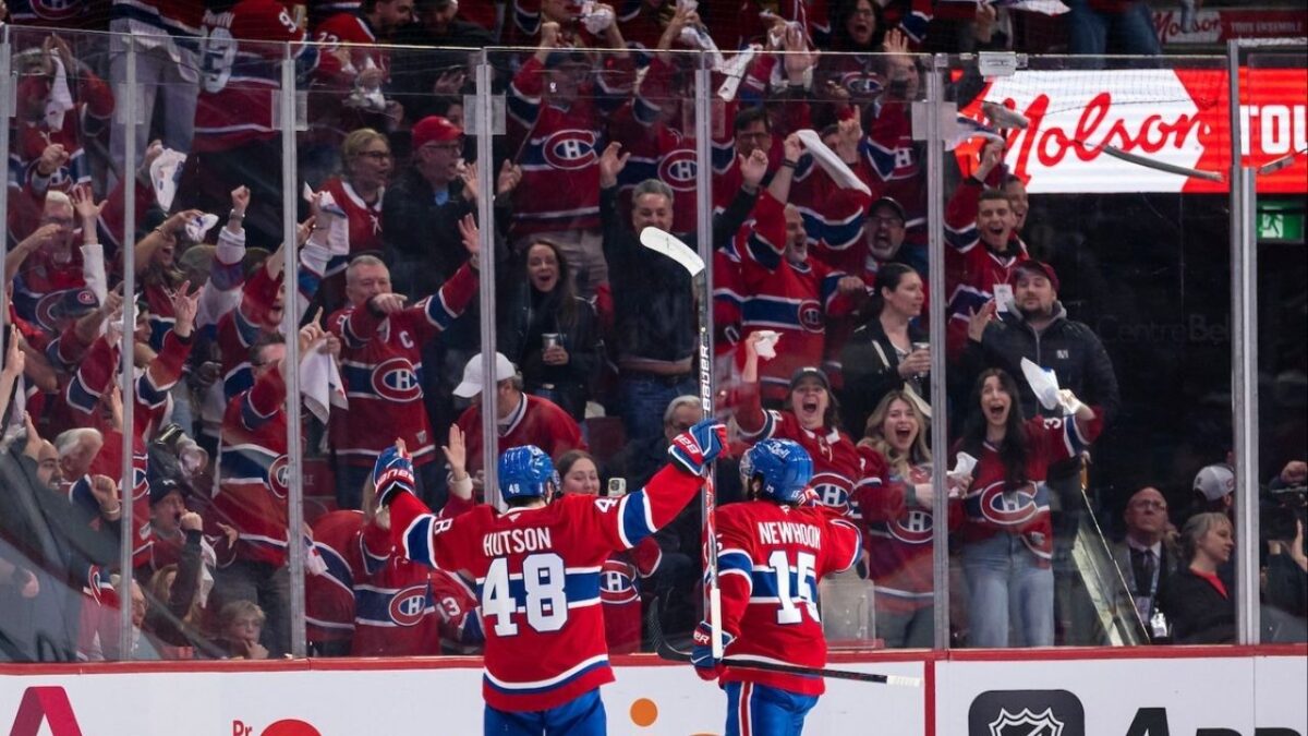 Montreal Str*ppers Planning Massive Strike During F1 Canadian Grand Prix Weekend 1 Lane Hutson and Alex Newhook of Montreal Canadiens celebrating amid Game 5 win over Buffalo Sabres (Image via @CanadiensMTL)