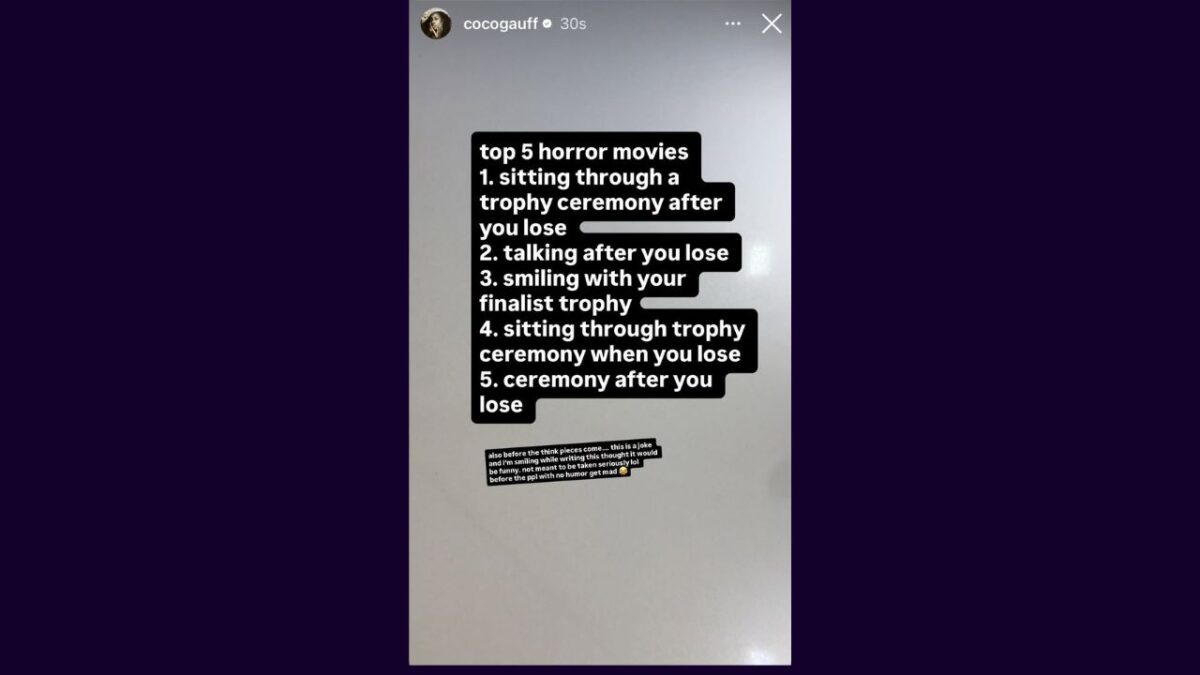 Coco Gauff Lays Bare Internal Struggles with 'Horror Movies' Joke After Rome Heartbreak 1 Coco Gauff's Instagram story