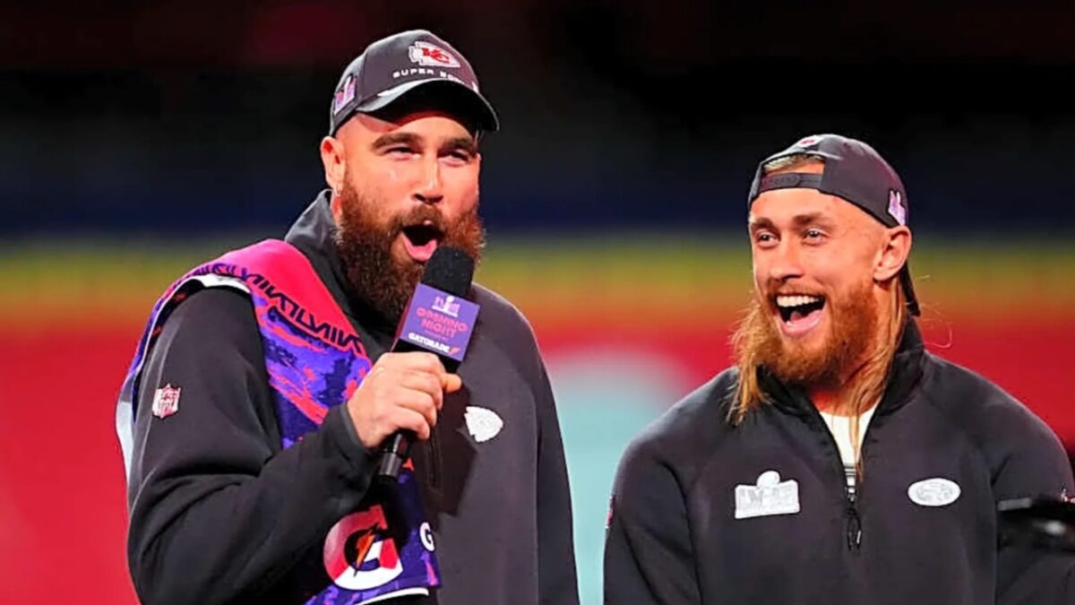 George Kittle Lashes Out at Analyst for Criticizing Travis Kelce Chugging Beer at NBA Game With Taylor Swift 1 George Kittle Lashes Out at Analyst for Criticizing Travis Kelce Chugging Beer at NBA Game With Taylor Swift