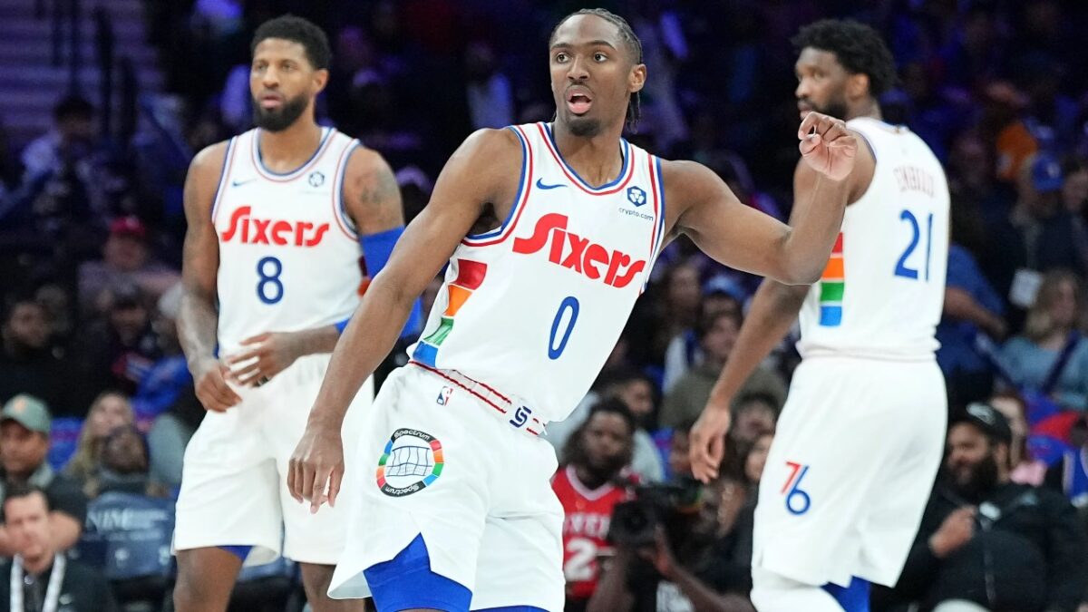 Paul George Received LeBron James' Acknowledgement After 'Becoming a Man' 1 Paul George, Tyrese Maxey, and Joel Embiid