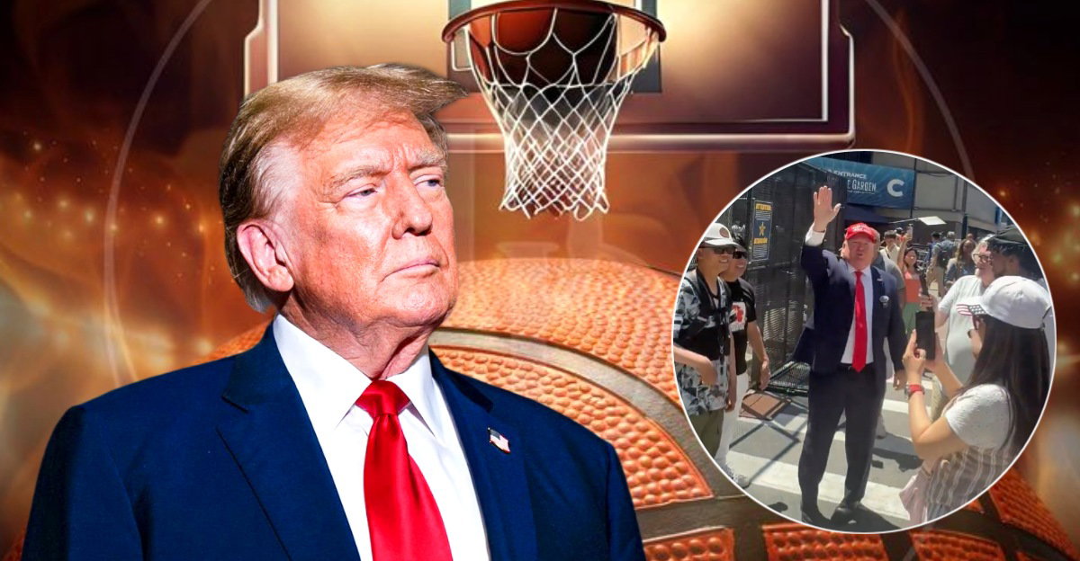 Donald Trump Impersonator Greets Knicks Fans Outside Madison Square Garden
