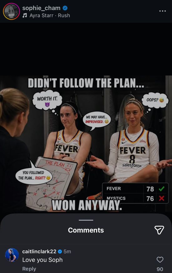 Sophie Cunningham & Caitlin Clark Troll HC After Collaborating Over Game-Winner: "Didn't Follow the Plan…Won Anyway" 1 Cunningham and Clark's troll
