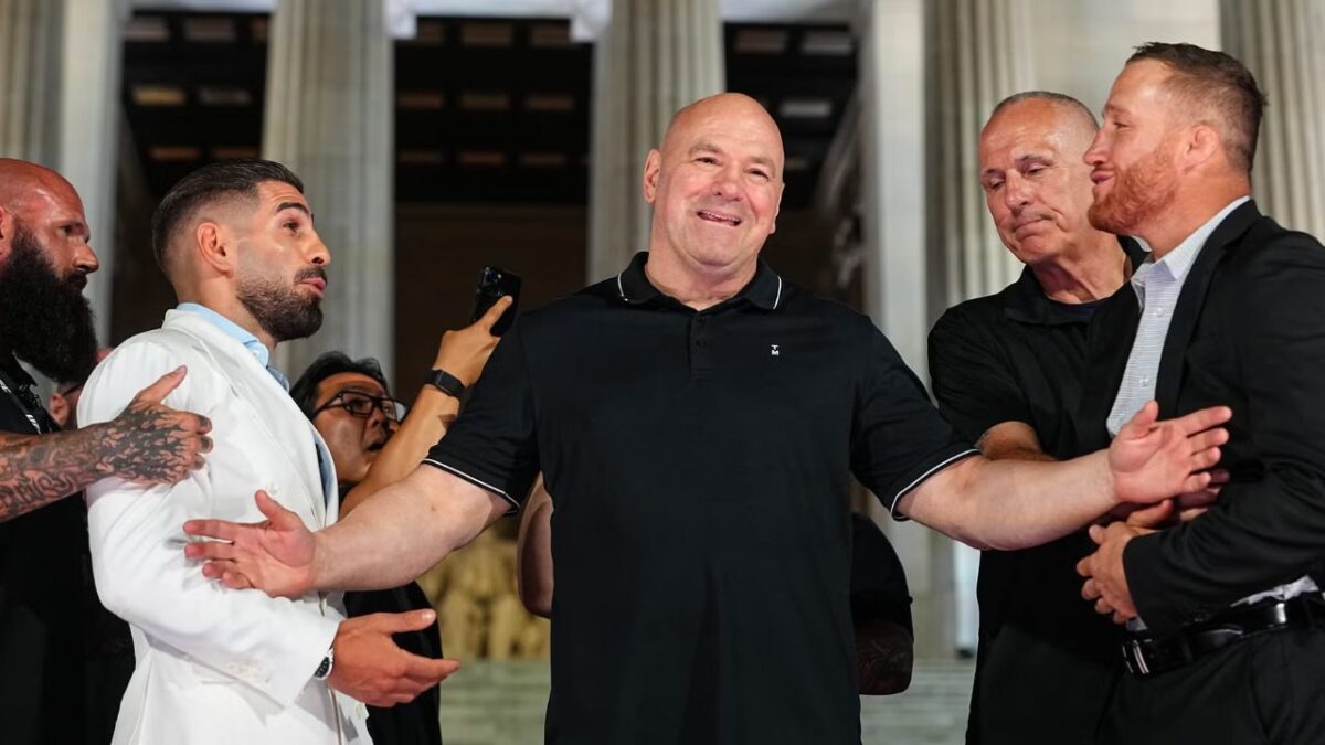 "Cooked Him in Third Language" - Ilia Topuria Praised for Trash-Talking Mastery Over Justin Gaethje About 'Best Coach' Comment 1 Ilia Topuria lightly shoved Justin Gaethje before the security intervened