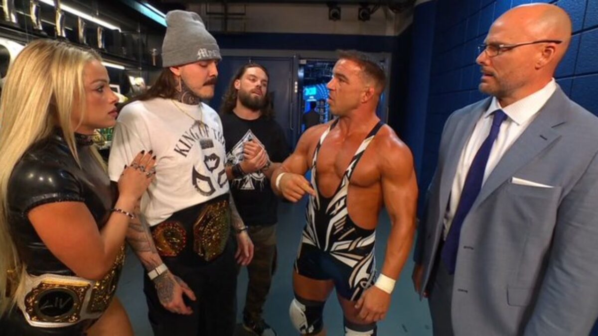 Chad Gable Gets Berated by Maxxine Dupri While Apologizing to Alpha Academy on Raw 1 Chad Gable and The Judgment Day backstage on Raw