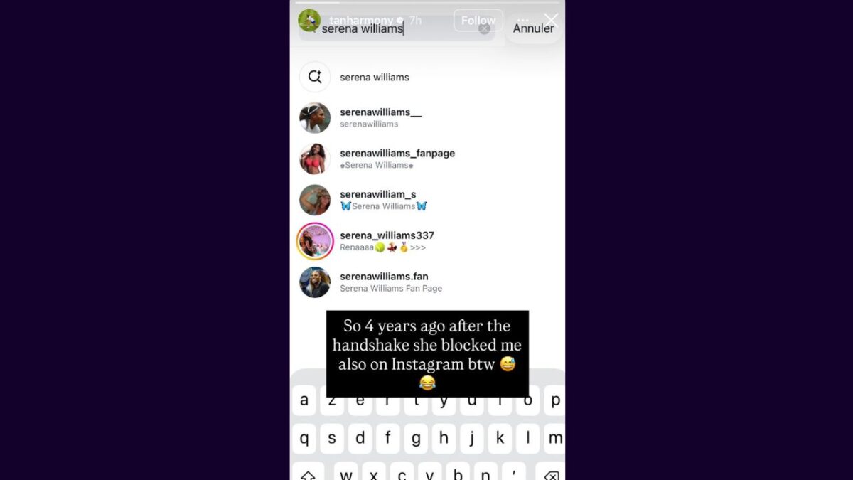 Harmony Tan Makes Shock Revelation About Serena Williams Blocking Her on Instagram After Wimbledon 2022 Upset 1 Harmony Tan's Instagram Story