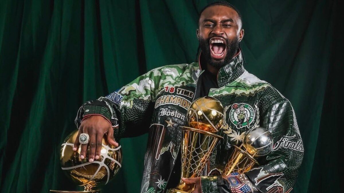 Austin Rivers Calls Out Media For Jaylen Brown 'Smear Campaign' Using Anonymous Sources 1 Jaylen Brown with his trophies