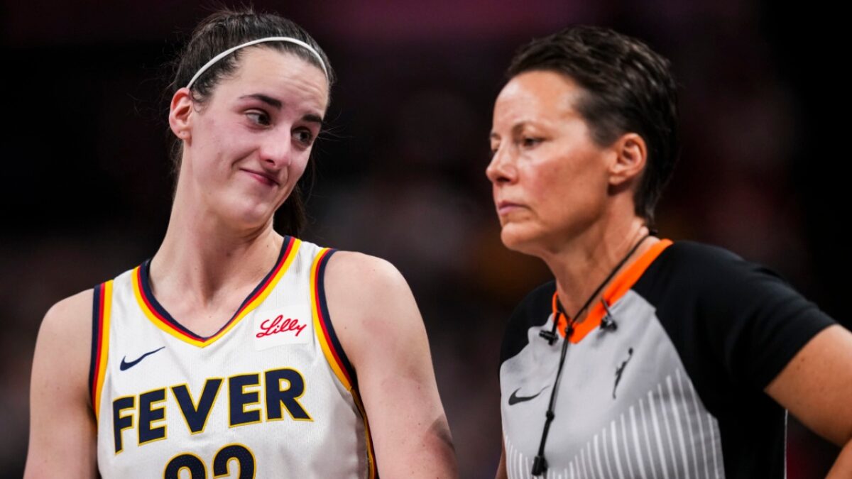Caitlin Clark Slams Those Harrassing & Sending Alyssa Thomas Death Threats: "None of That is Ok" 1 Caitlin Clark and an official