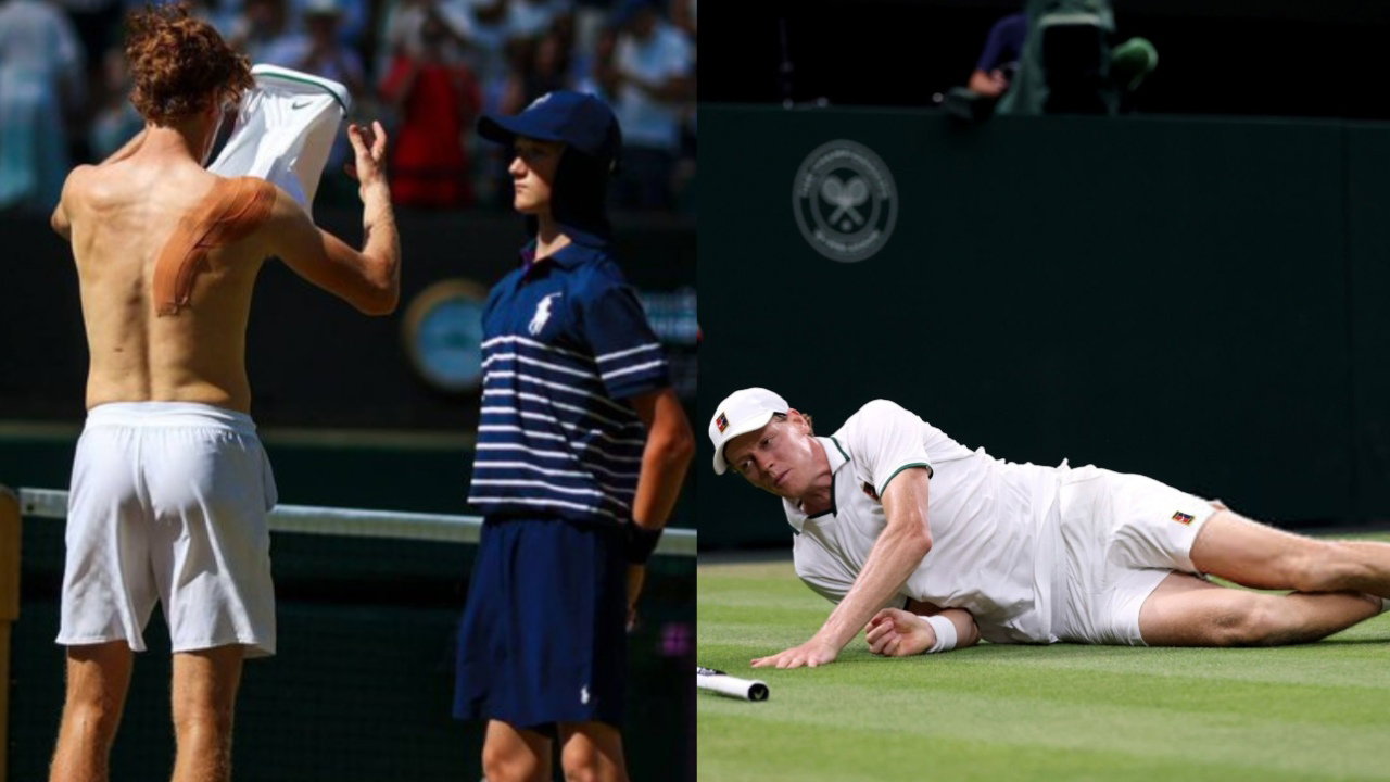 Jannik Sinner Spotted with Bandage on His Shoulder During Wimbledon Quarterfinals