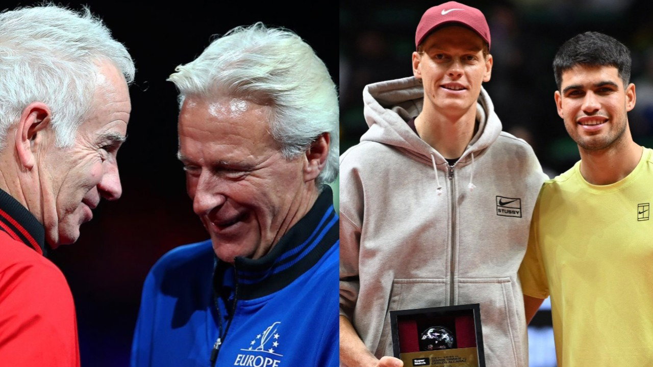 Carlos Alcaraz Makes Playful Banter on an AI Photo of him and Jannik Sinner as John McEnroe and Bjorn Borg