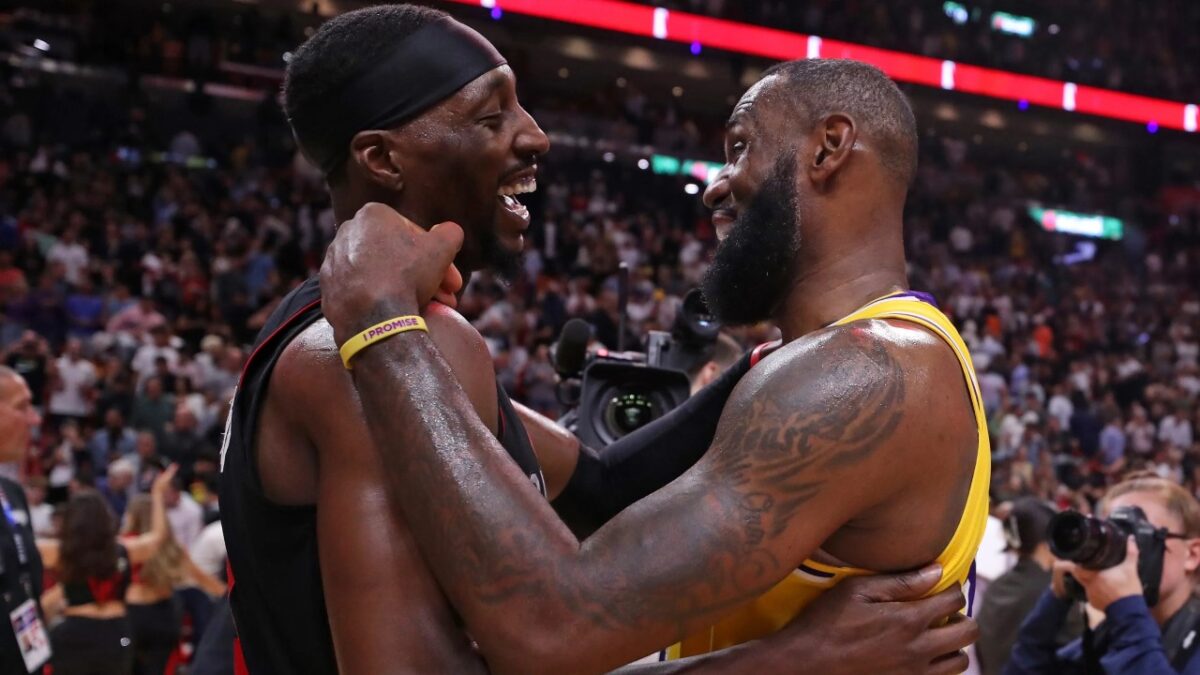 LeBron James to Miami Possible Despite Past Beef with Pat Riley: "Knows How to Bring Guys Back" 1 Heat center Bam Adebayo and LeBron James