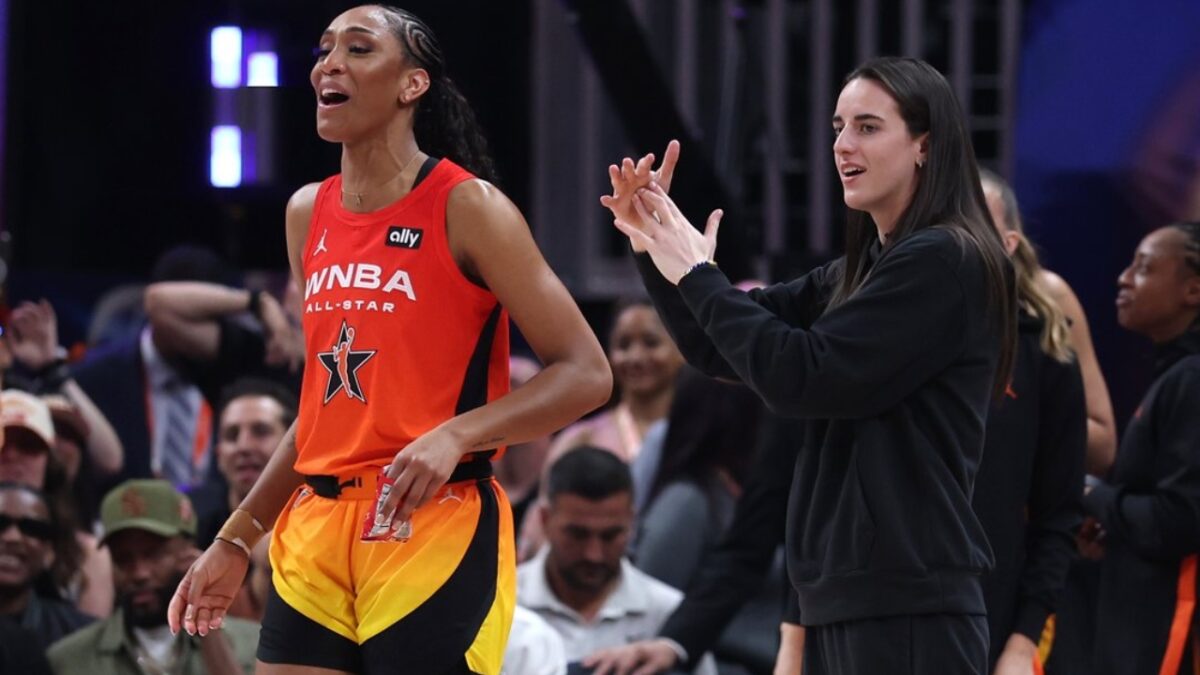 Caitlin Clark Reveals How She Blocks Out Noise Amid Controversies: "Gotta Have Thick Skin" 1 A'ja Wilson and Caitlin Clark at the 2025 All-Star game