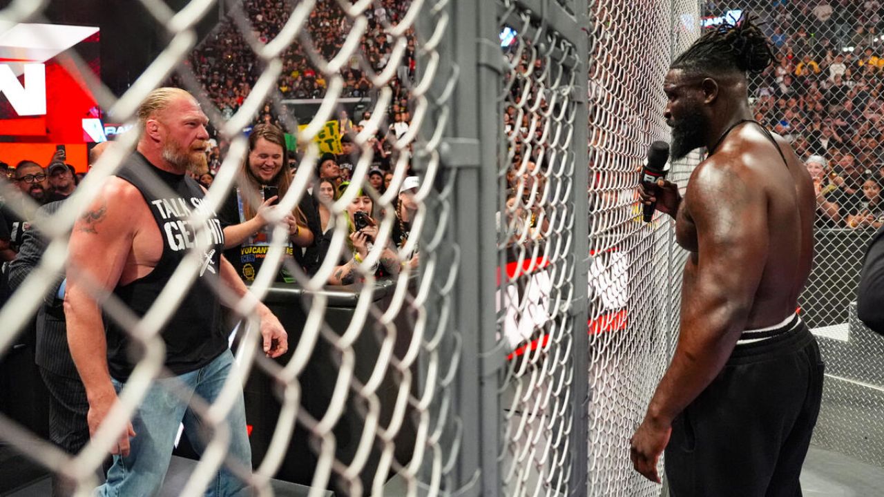 Brock Lesnar Avoids Stepping Into Hell in a Cell With Oba Femi in Dramatic Weigh-in on Raw