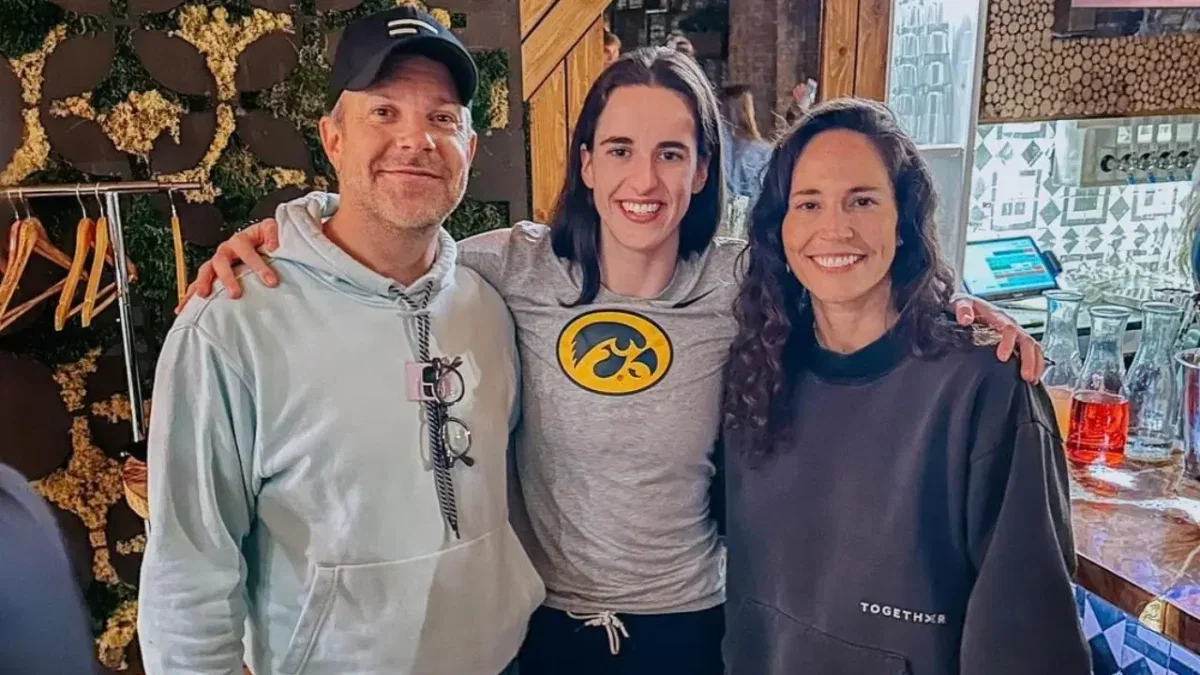 Caitlin Clark's Shoes Go Hollywood: Jason Sudeikis Sports Caitlin 1s at Ted Lasso Premiere 1 Sudeikis, Caitlin Clark, and Sue Bird